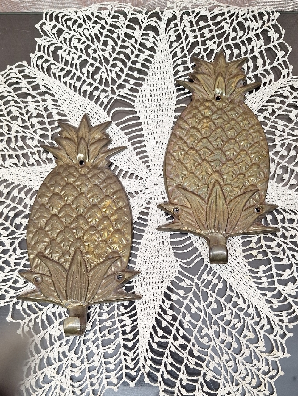 2 Solid Brass Pineapple Wall Hook - Gold Decorative Home Wall Decor